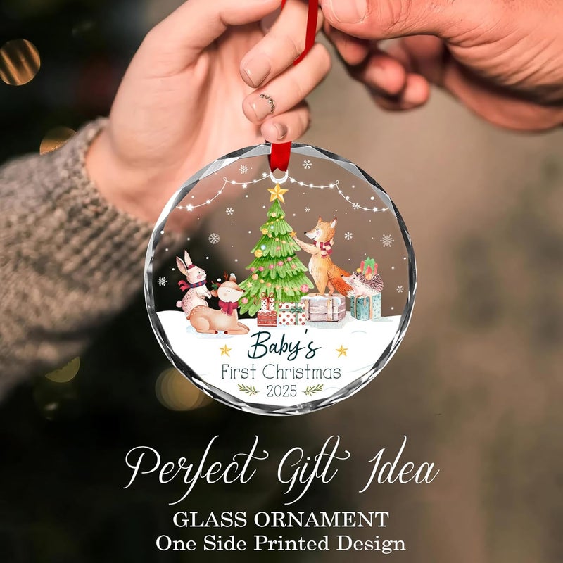 Fastpeace Glass Ornament Baby’s First Christmas 2025 – Glass Holiday Tree Decoration & Keepsake, Newborn Gift for Boys or Girls, Elegant Christmas Decor for New Parents and Families - Image 4